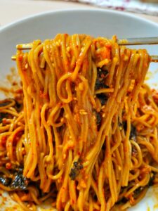Bibim Memil Guksu Recipe: Korean Spicy Buckwheat Noodles bibim memil guksu recipe korean spicy buckwheat noodles featured