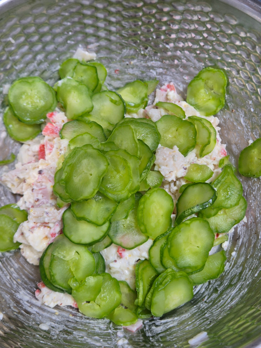 Cucumber Greek Yogurt Sandwich Recipe with Crab Stick photo group 4
